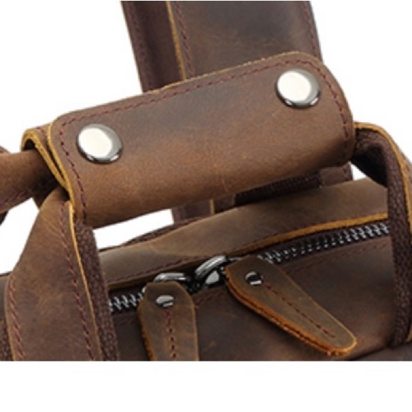 BRAND NEW GENUINE LEATHER COWHIDE BROWN BACKPACK  NWT - Picture 12 of 14